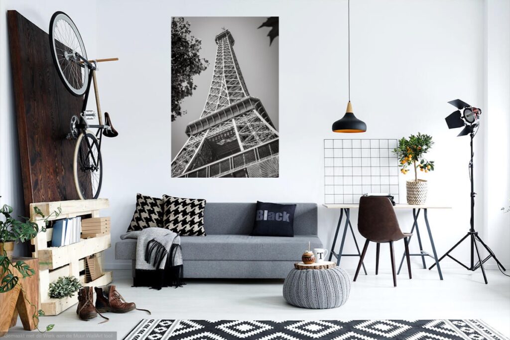 Eiffeltoren zwart wit foto voor aan de muur Reislegende