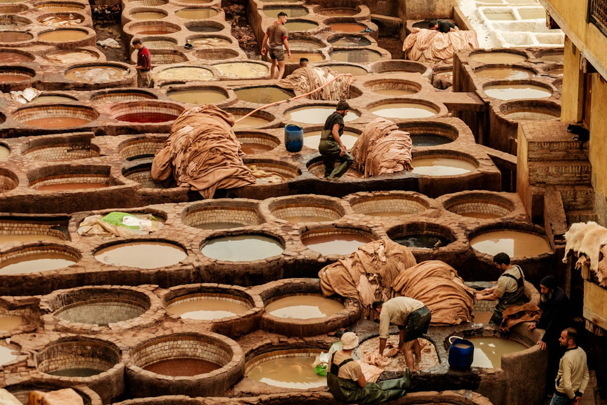 Chouara Tannery Fez leerlooierij Marokko Reislegende