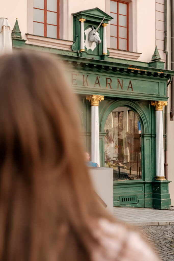 Historische apotheek Klatovy Pilsen Tsjechie Reislegende