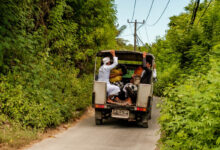 Vervoer Nusa Lembongan mini truck taxi Bali Reislegende