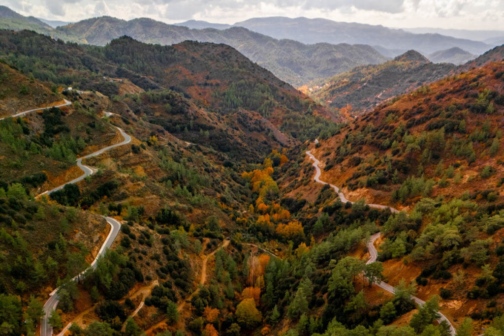 Binnenland Cyprus route in de herfst Reislegende