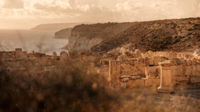 Kourion opgravingen Cyprus uitzicht op kustlijn